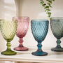 Diamas Colourful Embossed Glass Wine Goblets, thumbnail 1 of 5