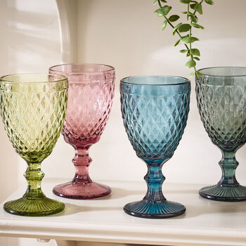 Diamas Colourful Embossed Glass Wine Goblets, 2 of 6