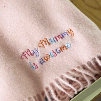 Personalised Mum Message Cashmere Blanket Scarf Gift, 2 of 7