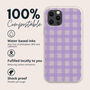 Purple Gingham Eco Friendly, Biodegradable Phone Case, thumbnail 2 of 8