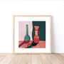 Teal And Terracotta Ceramic Vases Print, thumbnail 1 of 7