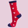 Women's Valentine's Day Bamboo Socks Red Love Hearts, thumbnail 4 of 4