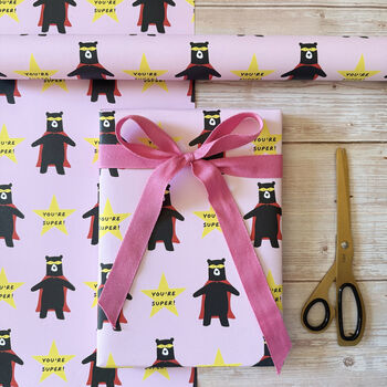 You're Super, Daddy Bear Father's Day Wrapping Paper, 3 of 10