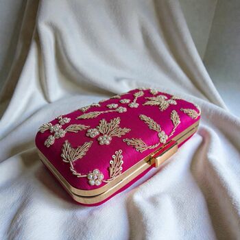 Hot Pink Pearl Rectangular Clutch Bag, 8 of 9