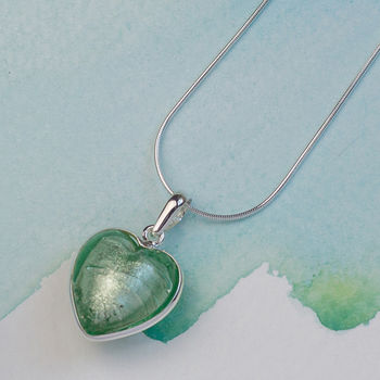 Handmade Silver Murano Glass Heart Pendant, 11 of 12