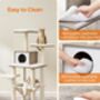 Cat Tree 138cm Modern Cat Tower Washable Cushions, thumbnail 3 of 12
