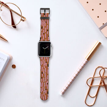 Retro Abstract Lines Vegan Leather Apple Watch Band, 4 of 6