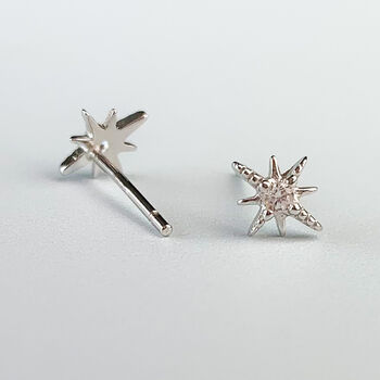 Sterling Silver Crystal Detail Star Stud Earrings, 4 of 6