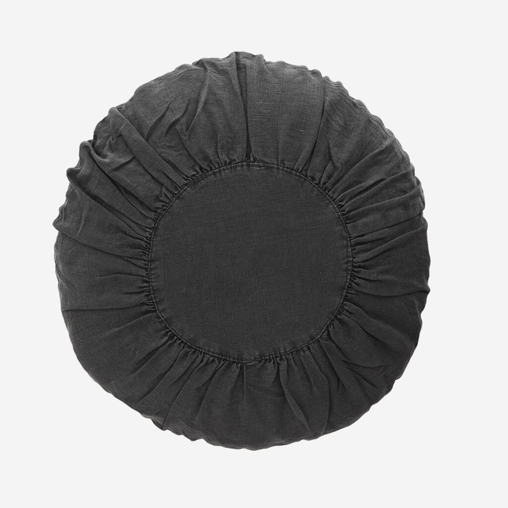 Round Stonewashed Linen Cushion By Posh Totty Designs Interiors