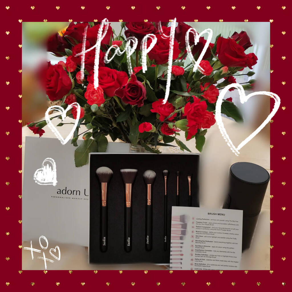 Valentine Luxurious Personalised Makeup Brushes Engraved Set, 1 of 9