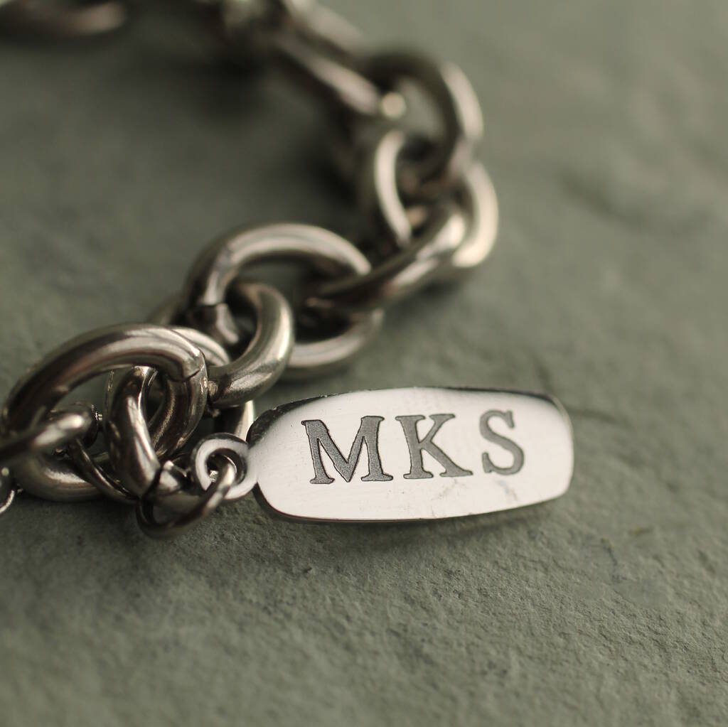 Silver Monogram Chunky Chain Bracelet, 1 of 7