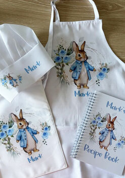 Personalised Kids Blue Bunny Baking Gift Set, 8 of 9