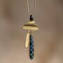 Long Gold Abstract Shapes Necklace, thumbnail 1 of 6