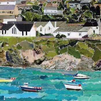 Port Isaac Cornwall Upcycled Collage Greetings Card, 3 of 4