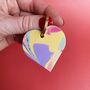Personalised Colourful Marbled Leather Heart Keyring, thumbnail 9 of 9