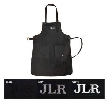Personalised Black Double Pocket Leather Apron, 3 of 7