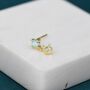 Sterling Silver Tiny Double Aurora Ab Cz Dangle Stud Earrings, thumbnail 5 of 12