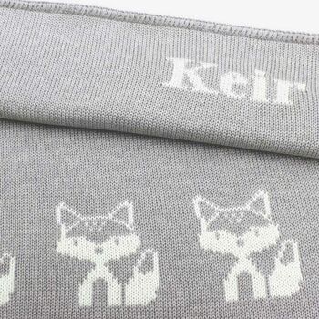 Personalised Knitted Fox Baby Blanket, 3 of 7