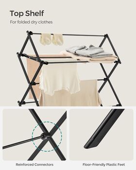 Foldable Clothes Airer Laundry Drying Rack, 5 of 7