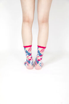 Parrot Sheer Socks Pink Cuff, 3 of 6