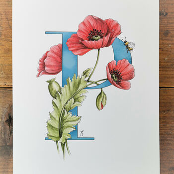 P Is For Poppy Initial Print, Personalised, 3 of 7