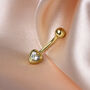 9ct Gold And Clear Cz Crystal Heart Ball End Belly Bar, thumbnail 1 of 4