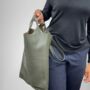 Two Way Handheld Or Crossbody Tote Leather Shoulder Bag Khaki Green, thumbnail 2 of 6