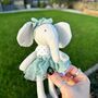 Personalised Tiny Elephant Toy In Skirt, thumbnail 2 of 4