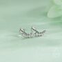 Sterling Silver Tiny Shooting Star Cz Internally Threaded Earrings, thumbnail 1 of 12