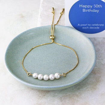 50th Birthday Pearl Sliding Bracelet, 3 of 6