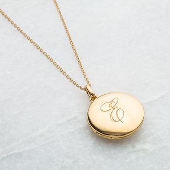 14k Gold Vermeil Engraved Initial Locket Necklace, 9 of 12
