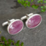 28.5ct Pink Sapphire Cufflinks In Sterling Silver, thumbnail 3 of 3