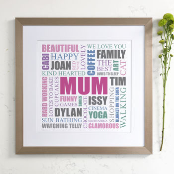 Personalised Mum Square Typographic Word Art, 9 of 12