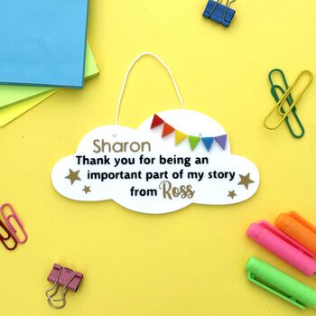 Thank You Personalised Teacher Gift, Cloud Keepsake, 2 of 7