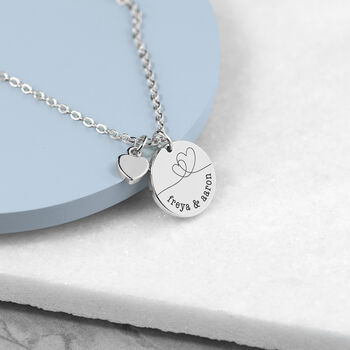 Personalised Dual Hearts Polished Heart + Disc Necklace, 3 of 7