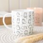 White Happy Cat Print Mug, thumbnail 1 of 3