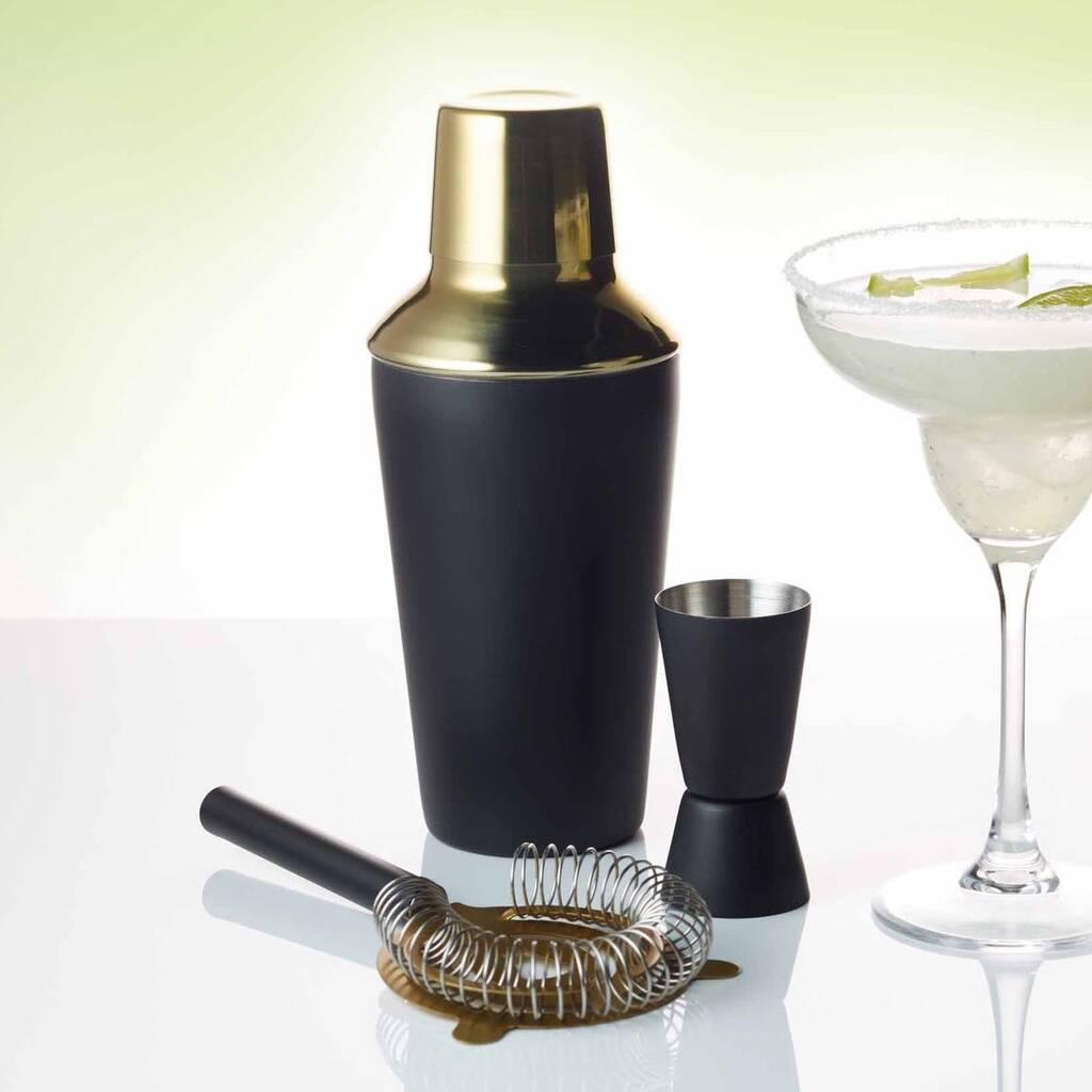Black And Brass Three Piece Cocktail Set, 1 of 2