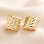 Square Woven Stud Earrings In Gold, thumbnail 1 of 2