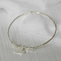 Sterling Silver Textured Tilted Heart Charm Bangle, thumbnail 4 of 7