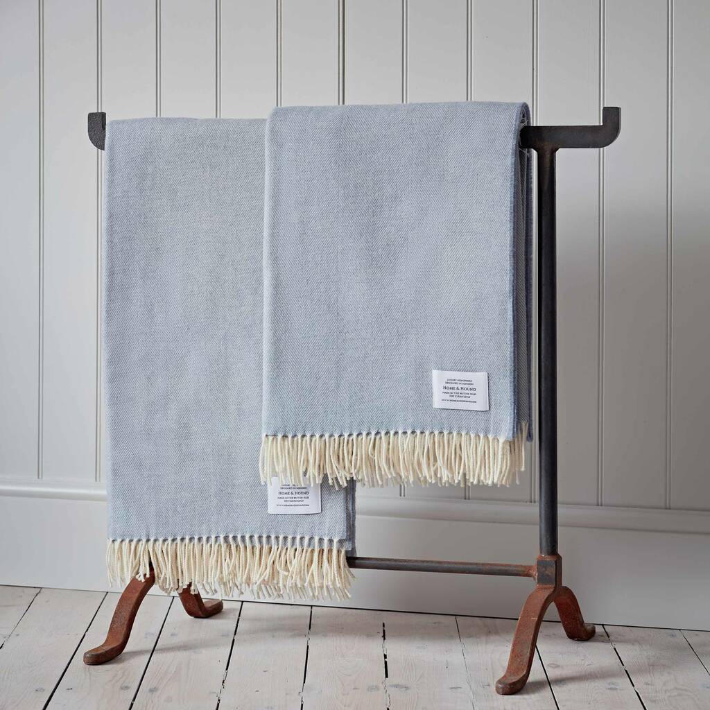 light blue throw by bottle green homes