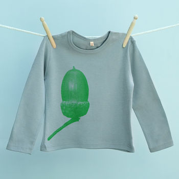 Organic Child's Acorn Tshirt Top, 2 of 4