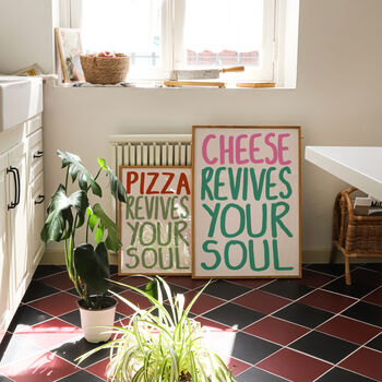 Cheese Revives Your Soul Funny Kitchen Print, 3 of 9