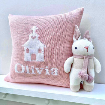 Personalised Knitted Christening Cushion, 6 of 9