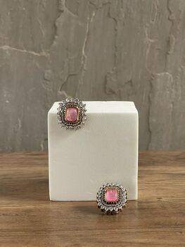 Amy Pink And Cz Oversized Studs, 6 of 6