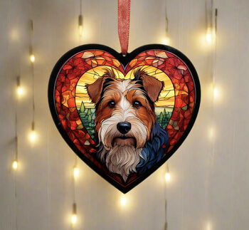 Welsh Terrier Stained Glass Effect Heart Suncatcher, 2 of 4