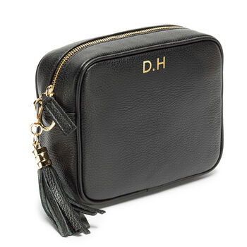 Personalised Black Handbag With Canvas Strap, 3 of 6