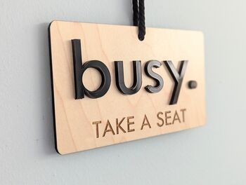 Do Not Disturb Free Busy Sign Work Wood 3D Acrylic Door Hanger, 7 of 9