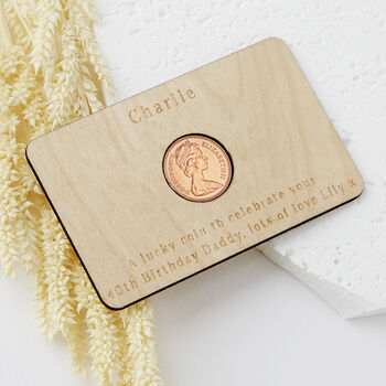 50th Birthday 1975 Or 1976 Half Penny Personalised Wallet Card, 2 of 7