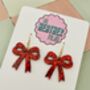 Large Bow Glitter Earrings, thumbnail 3 of 10