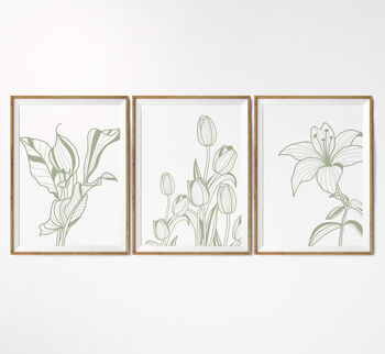Set Of Three Contemporary Floral Art Prints, 4 of 8